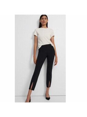Theory Front Slit Pants in Black Size 0